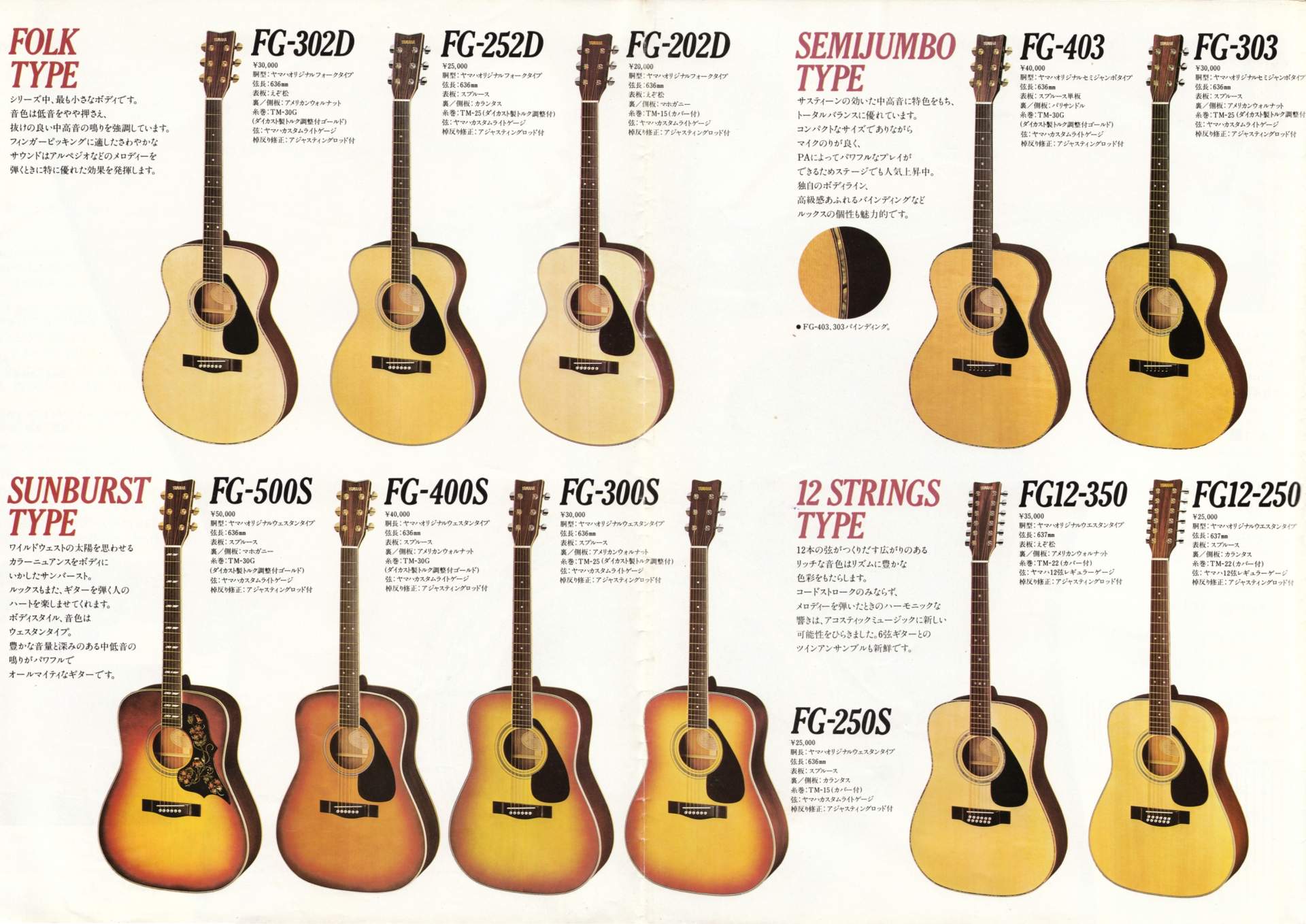 楽器カタログの世界 - ヤマハ FGシリーズ アコースティックギターカタログ 1980 Page 2