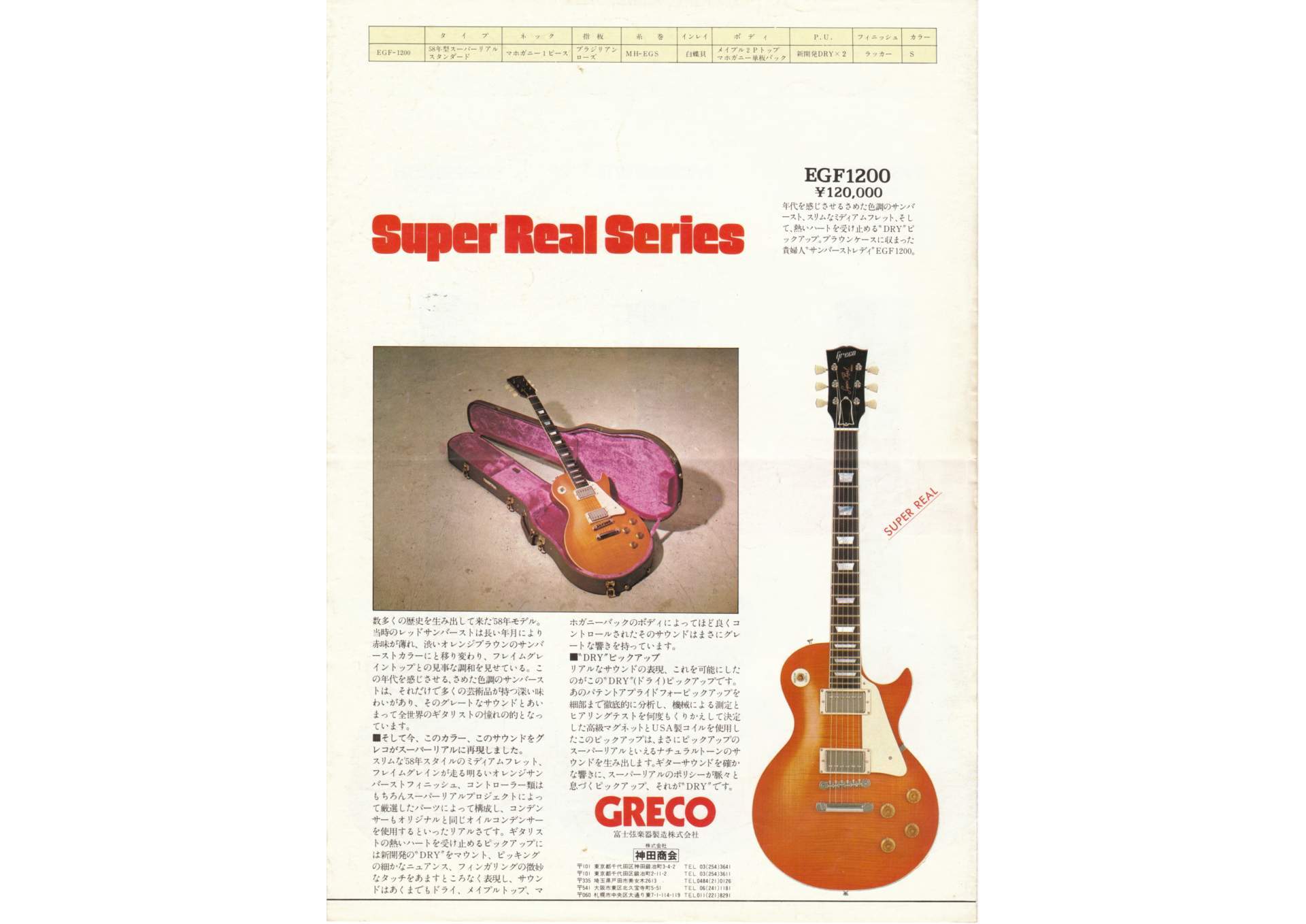 楽器カタログの世界 - グレコ ギターカタログ Superreal 1981年頃 Page 3
